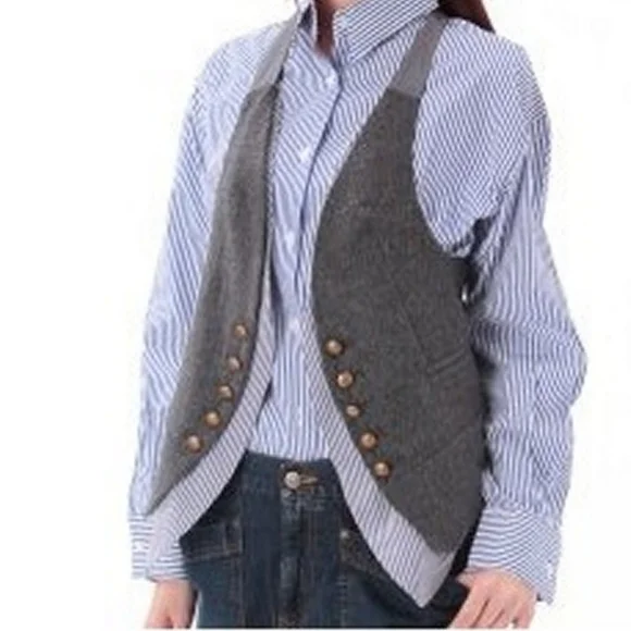 Coastal Cowgirl Suede Backless Heart Shaped Button Halter Waist Coat Vest - Picture 2 of 8